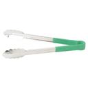 Winco Stainless Steel Heat Resistant Utility Tong with Green Polypropylene Handle, 12 inch -- 6 per case.