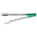 Winco Stainless Steel Heat Resistant Utility Tong with Green Polypropylene Handle, 16 inch -- 6 per case.