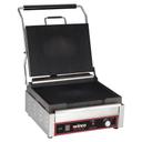 Winco Ribbed Plate Single 1750W Panini Grill with Cleaning Brush, 14 inch.