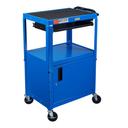 Luxor Blue Adjustable Height Steel Cabinet AV Cart with Pullout Keyboard Tray, 24 x 18 x 24 to 42 inch in 2 inch increments