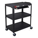 Luxor Extra-Large Adjustable-Height Steel AV Cart with Pullout Keyboard Tray, 32 x 20 x 24 to 42 inch in 2 inch increments