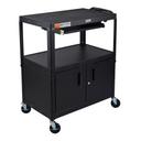 Luxor Black Extra Large Adjustable Height Steel Cabinet Cart with Pullout keyboard Tray, 32 x 20 x 24 to 42 inch