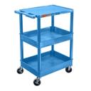 Luxor Blue Flat Top and Tub Middle/Bottom Shelf Cart, 24 x 18 x 36.5 inch Height
