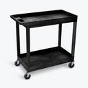 Luxor Black Two 32 x 18 inch Tub Shelves Cart with 5 inch Casters