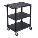 Luxor 3 Shelves Utility Cart, 24 Inch  x 18 Inch  x 34 Inch
