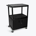 Luxor Black Cabinet AV Cart with Three Shelves, 32 x 24 x 48.25 inch