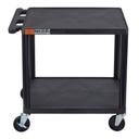 Luxor Black AV Cart with Two Shelves, 24 x 18 x 26 inch