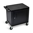 Luxor Black 2 Shelves Cabinet AV Cart with Electric Assembly, 24 x 18 x 26 inch Height