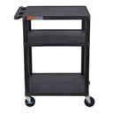 Luxor Black AV Cart with Three Shelves, 24 x 18 x 34 inch