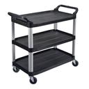 Luxor Black Large Three Shelves Serving Cart, 40.5x 19.75 x 37.25 inch Height