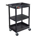 Luxor Black Top/Bottom Tub and Flat Middle Shelf Cart, 24 x 18 x 36.5 inch Height