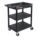 Luxor Black Tub Top and Flat Middle/Bottom Shelf Cart, 24 x 18 x 37.5 inch Height