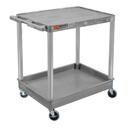 Luxor Gray Large Flat-Top and Tub-Bottom Shelf Cart, 32 x 24 x 35.75 inch Height