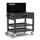 Luxor Black Heavy-Duty Mobile Workstation, 40 x 25 x 51.25 to 64.75 inch