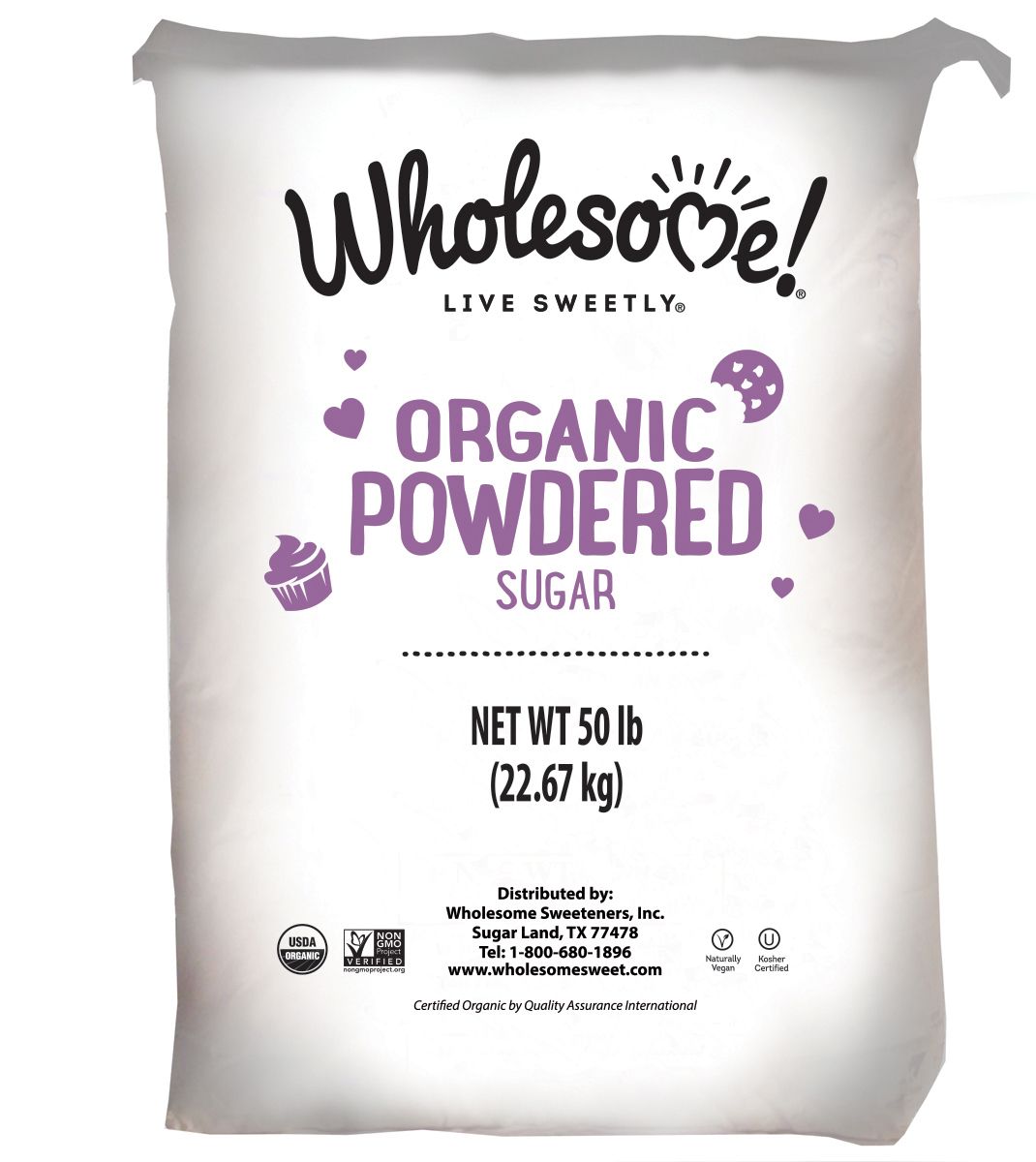 Wholesome Sweeteners Organic Powder Sugar, 50 Pound