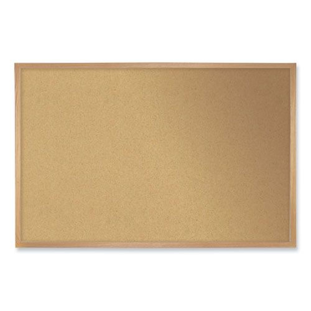 Ghent Natural Tan Surface Cork Bulletin Board With Oak Wood Frame, 24 X 18 Inch