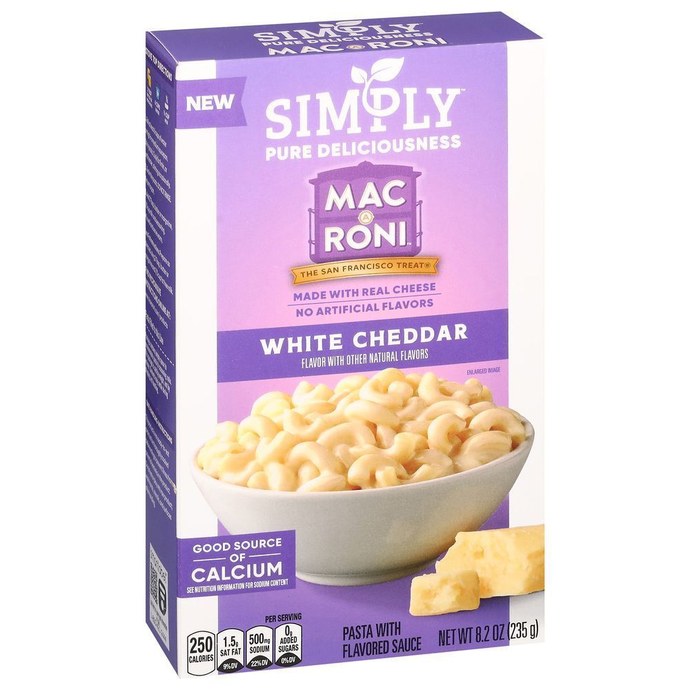 Simply Mac-a-roni White Cheddar Pasta With Flavored Sauce, 8.2 Ounce -- 12 Per Case