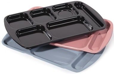 Get Enterprises Melamine Black Right Handed 6 Compartment Tray, 15.5 X 10 Inch -- 12 Per Case