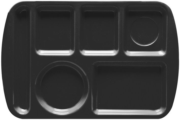 Get Enterprises Melamine Black Left Handed 6 Compartment Tray, 14.75 X 9.5 Inch -- 12 Per Case