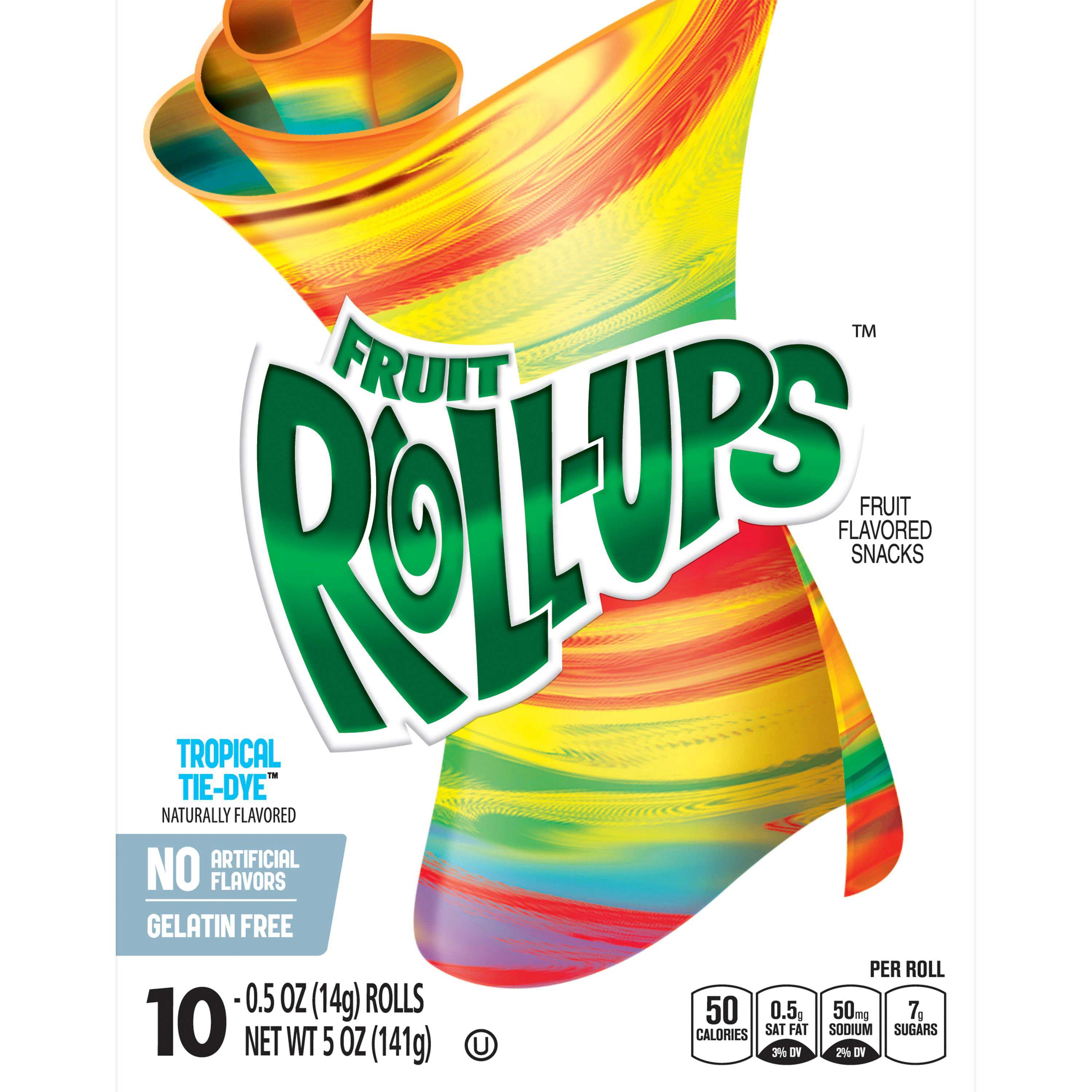 Fruit Roll-ups Tropical Tie Dye Fruit Flavored Snack, 5 Ounce -- 10 Per Case