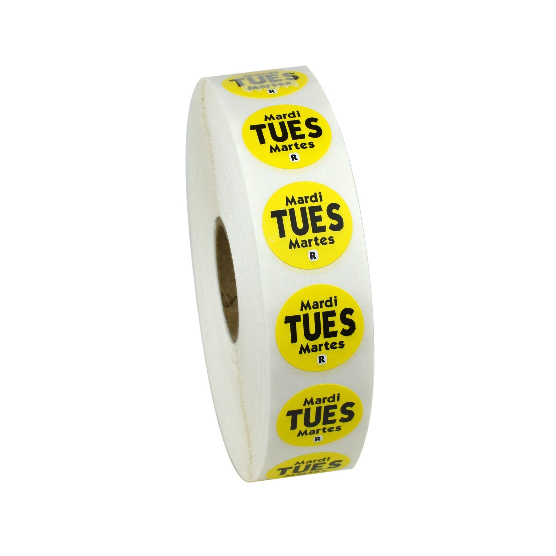 Ncco Dateit Yellow Trilingual Removable Label, Tuesday, 0.75 Inch Circle -- 2000 Per Case