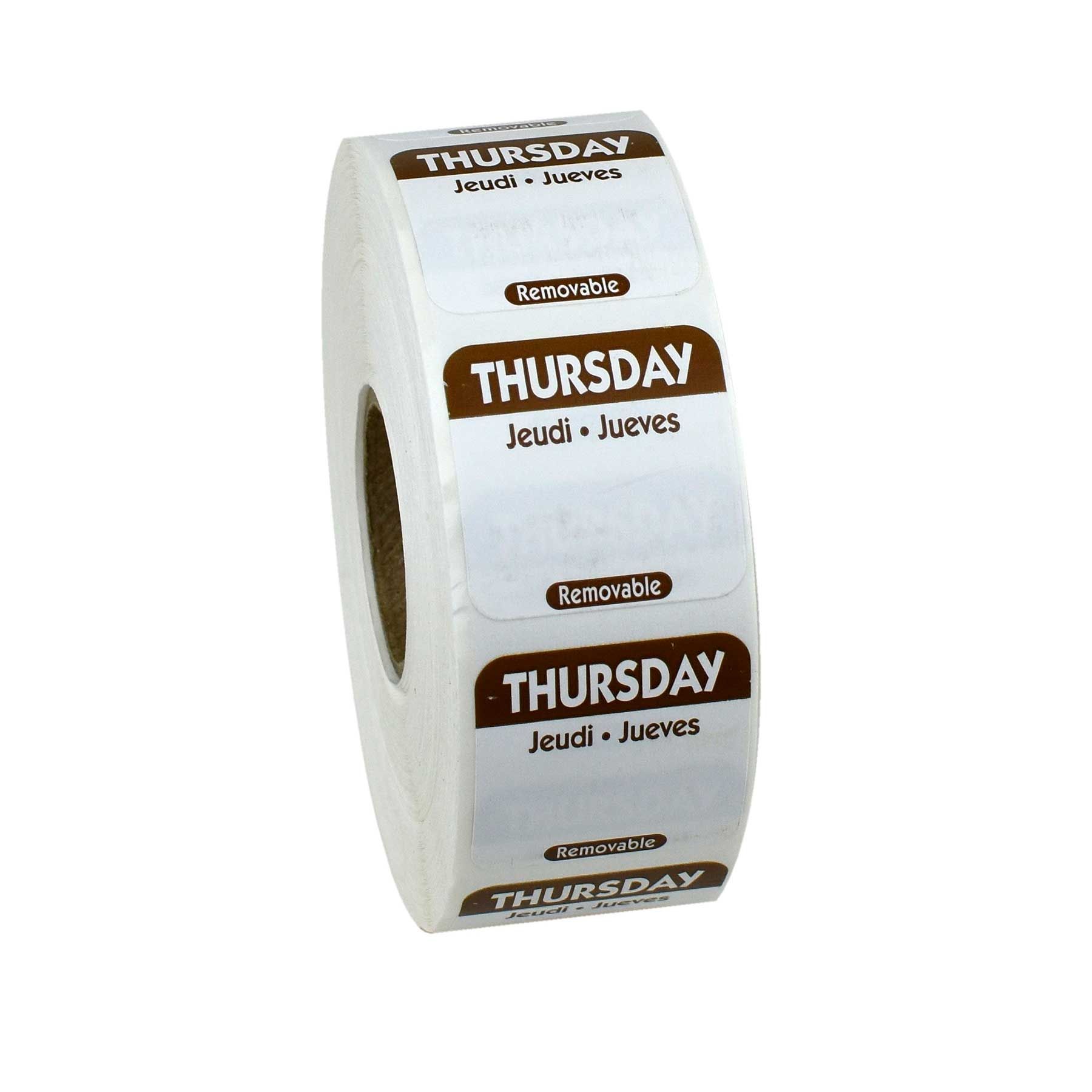 Ncco Dateit Brown Trilingual Removable Label, Thursday, 1 X 1 Inch -- 1000 Per Case