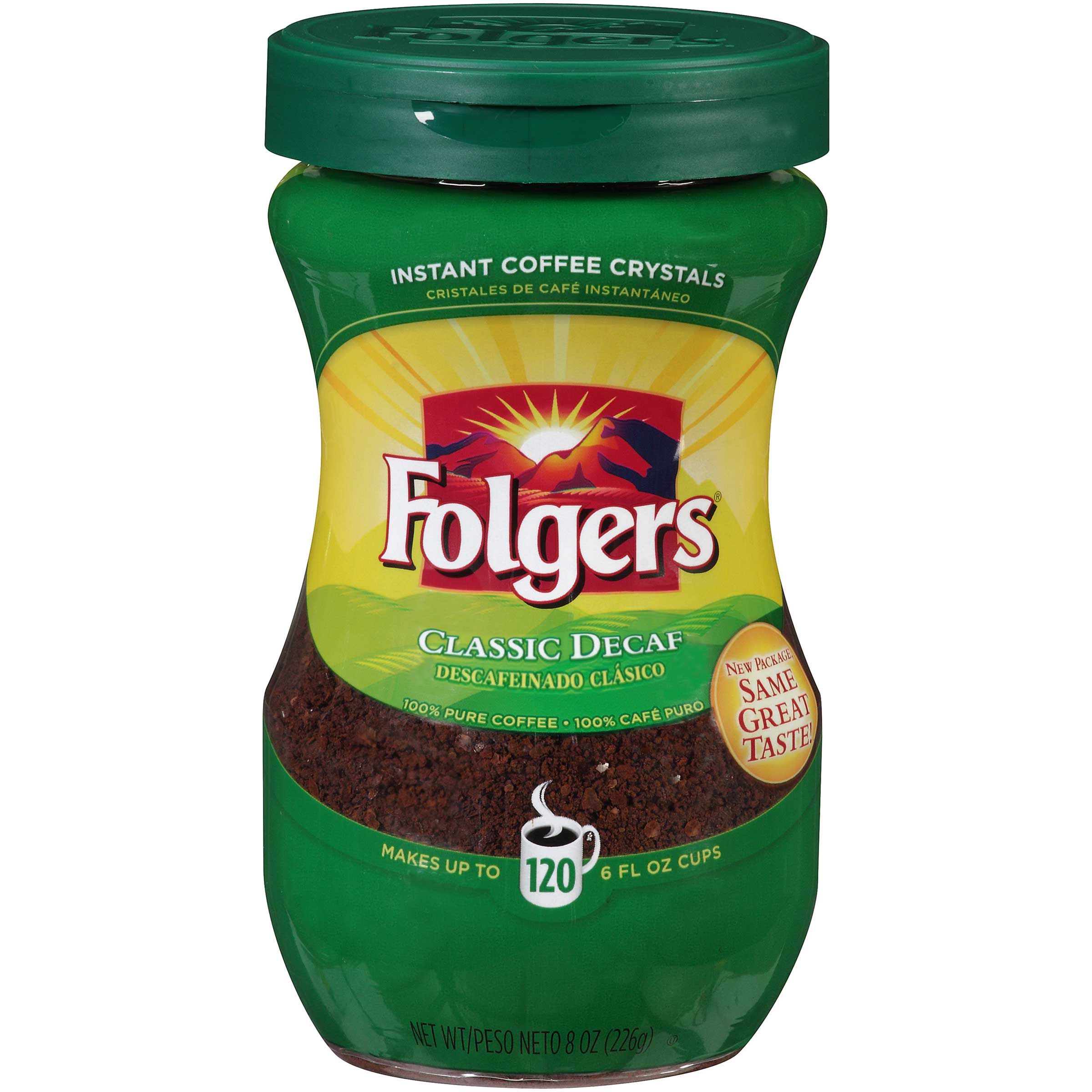 Folgers Classic Decaffeinated Instant Coffee, 8 Ounce -- 6 Per Case