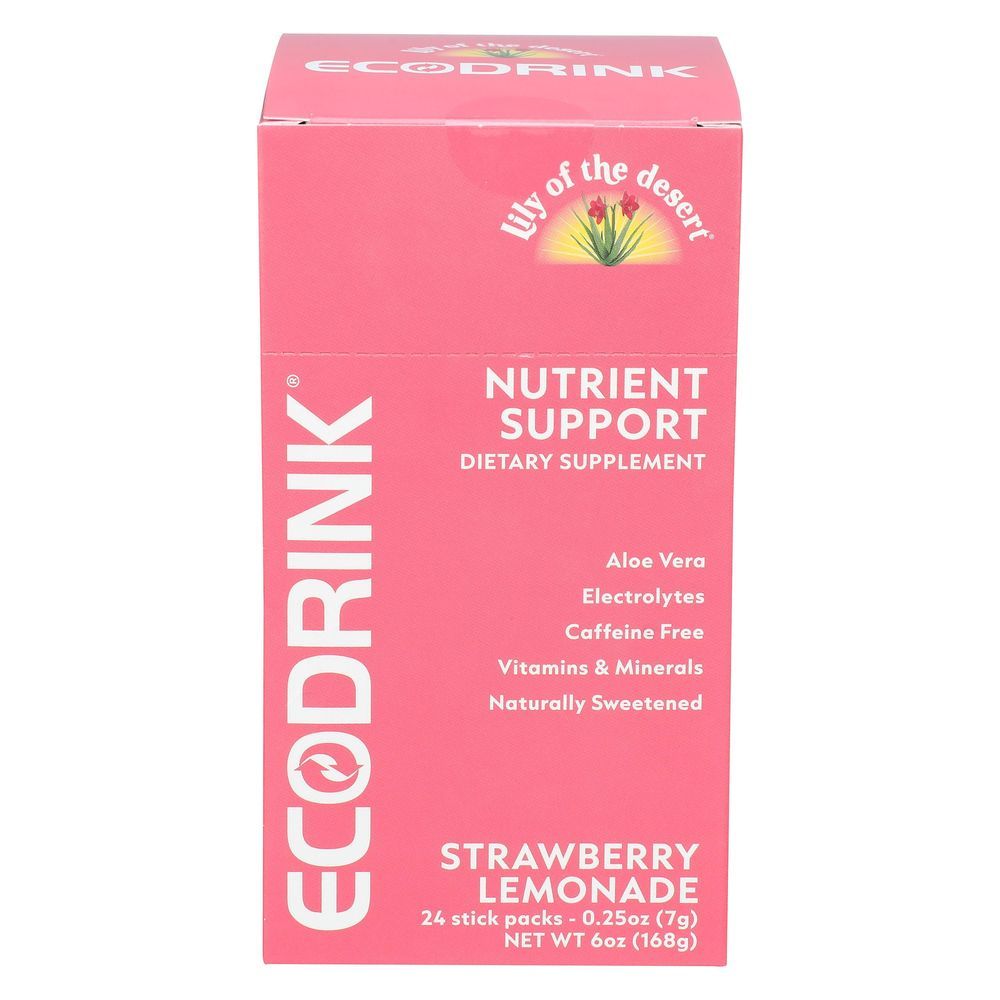 Lily Of The Desert Ecodrink Strawberry Lemonade Nutrient Support Stick Pack, 0.25 Ounce -- 24 Per Case