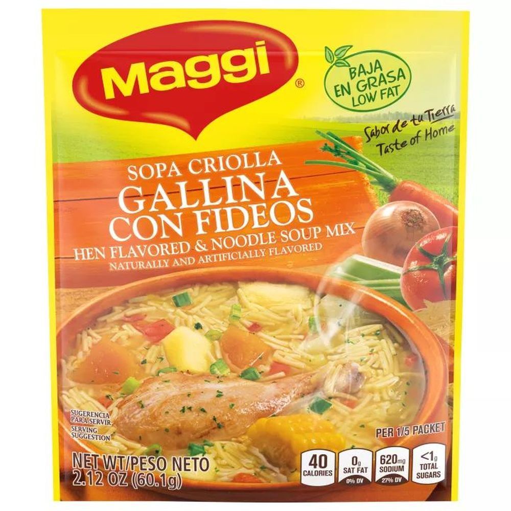 Maggi Criolla Hen Flavored And Noodle Soup Mix, 2.12 Ounce -- 24 Per Case