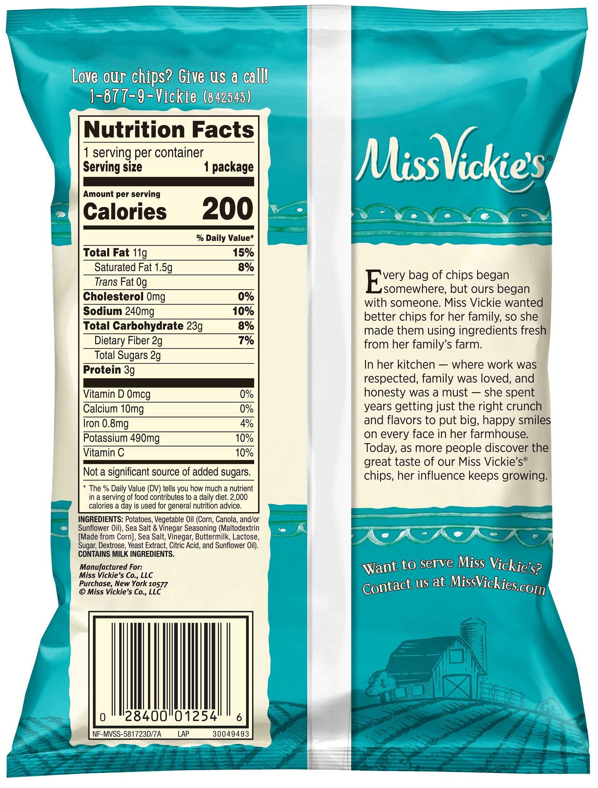 Miss Vickie's Sea Salt And Vinegar Kettle Cooked Potato Chips, 1.37 Ounce -- 64 Per Case
