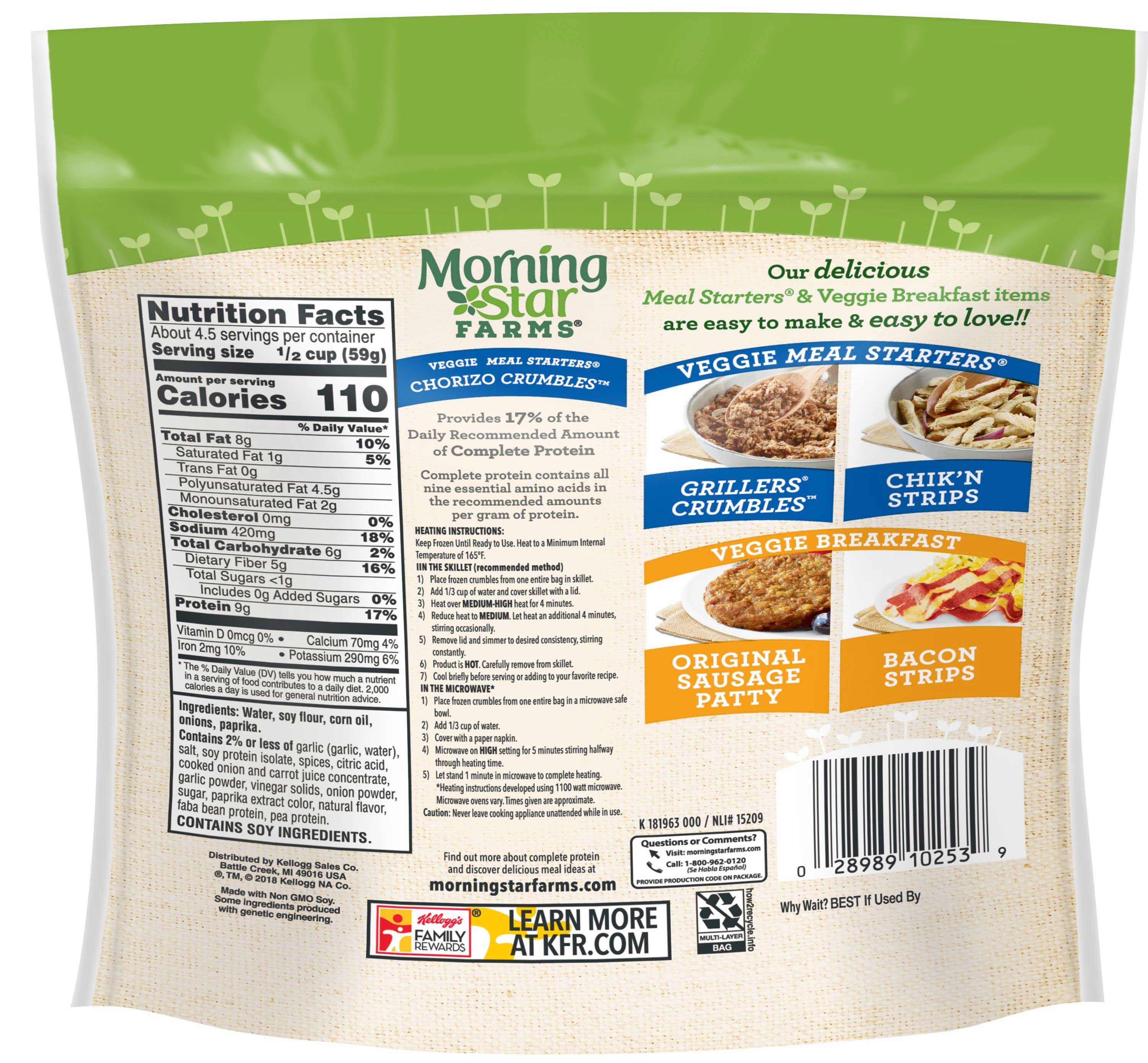Morningstar Farms Meal Solutions Veggie Chorizo, 10 Ounce -- 6 Per Case