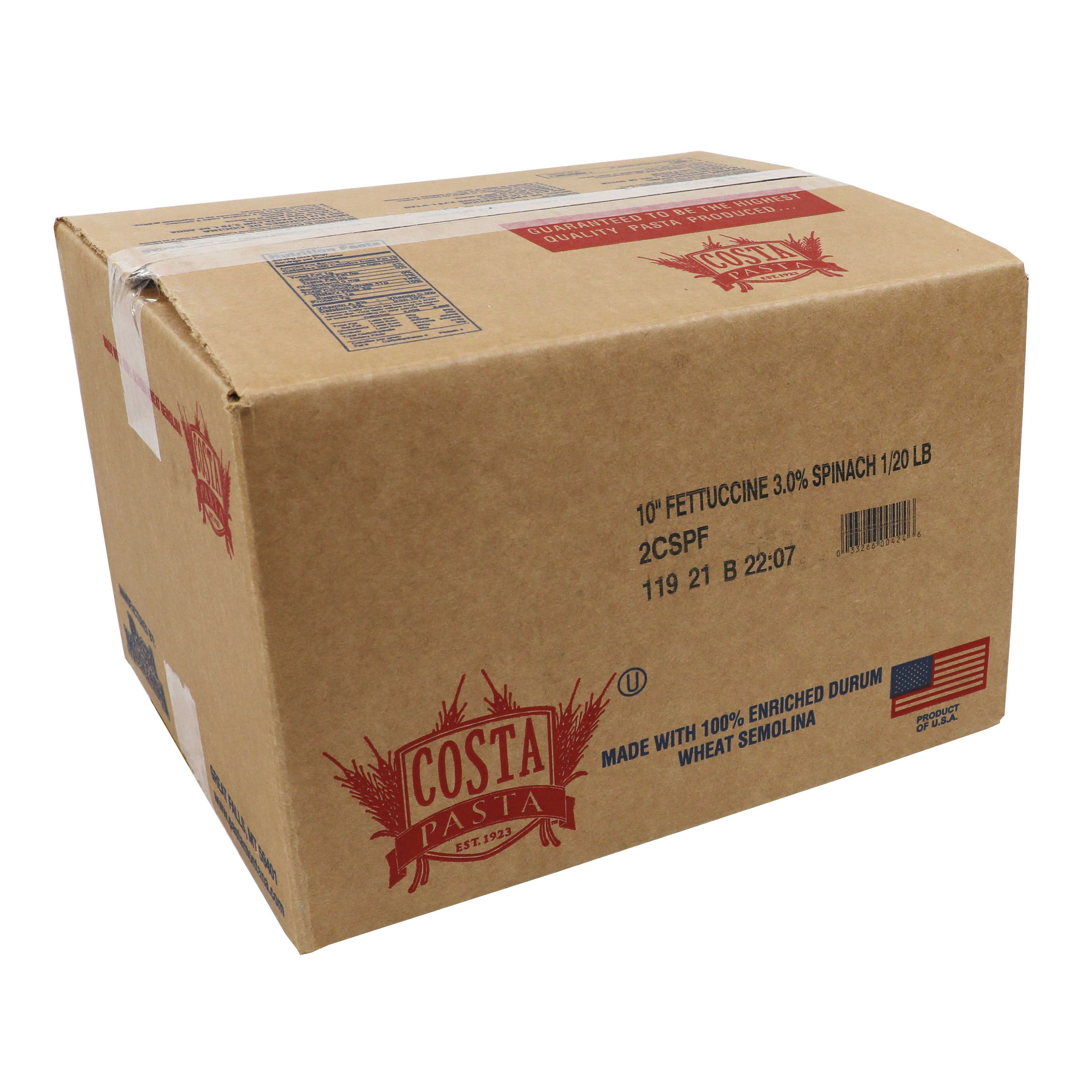 Costa 10 Inch Fettuccine Spinach Bronze Pasta, 20 Pound