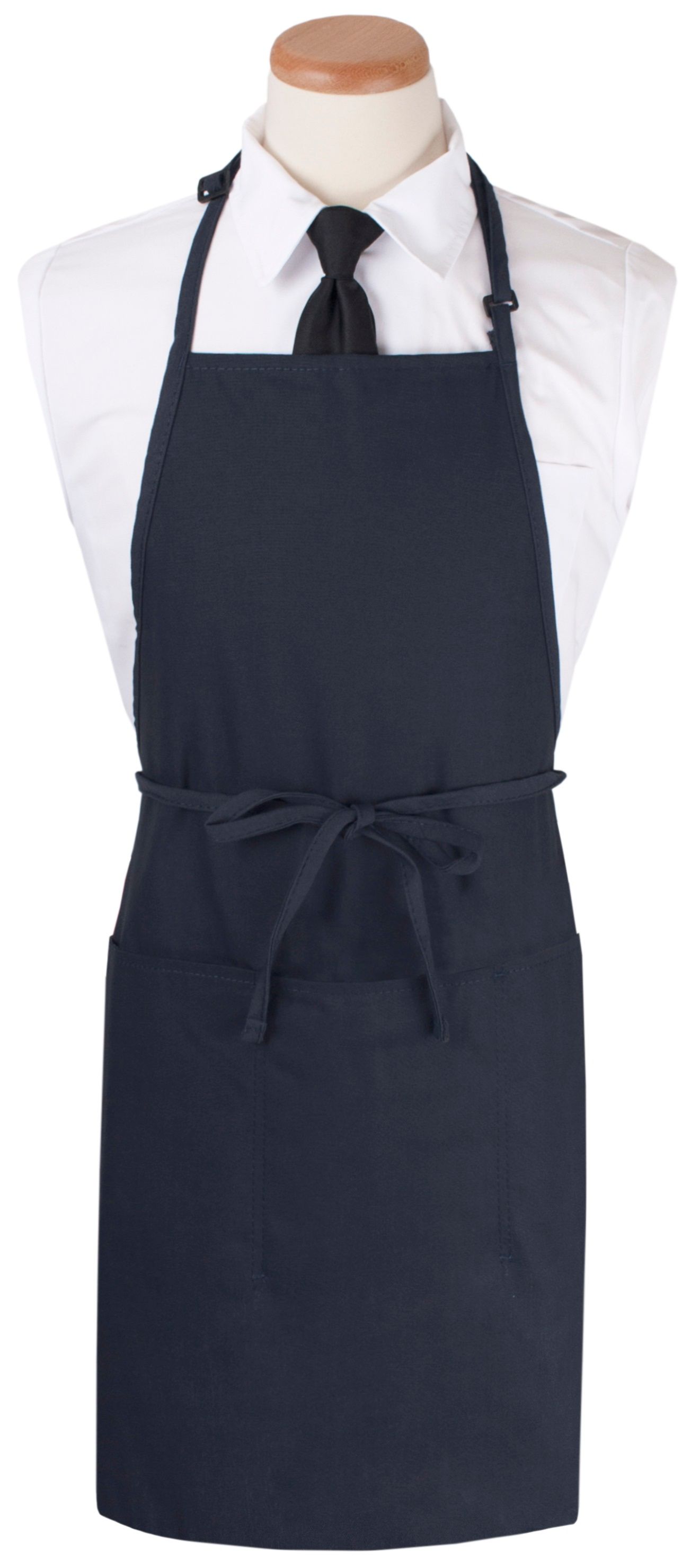 Chef's Line Navy Extra Long 3 Pockets Bib Apron