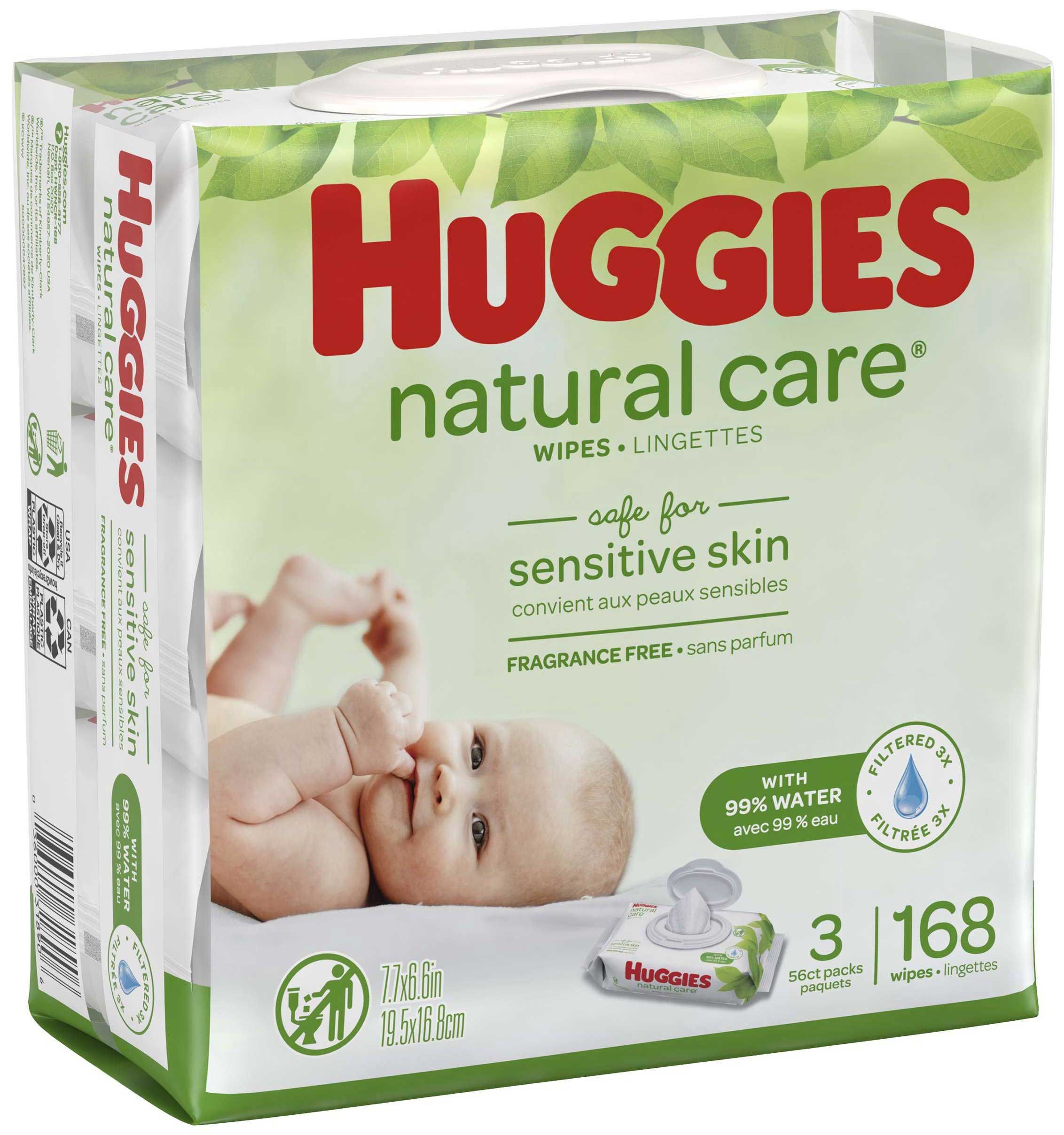 Huggies Natural Care Fragrance Free Baby Wipes Bundle, 168 Count -- 3 Per Case