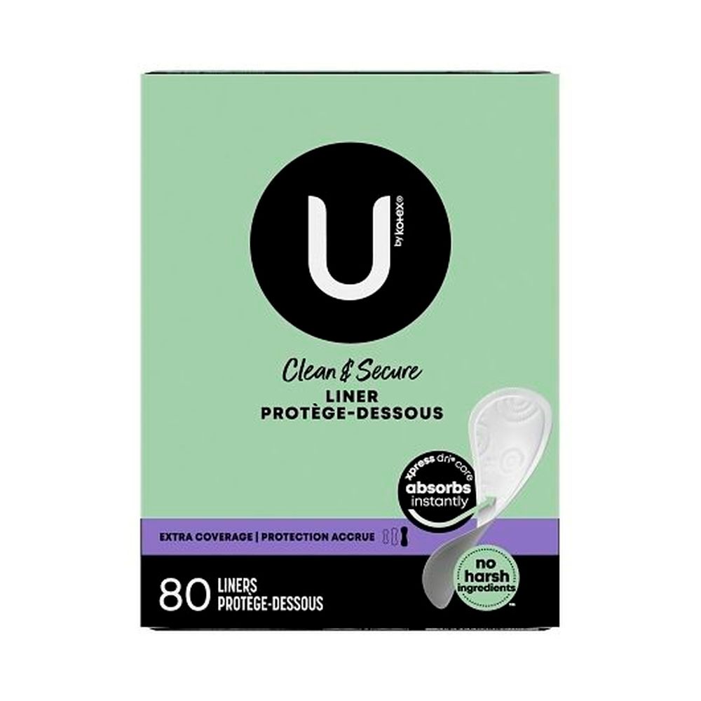U By Kotex Premium Extra Coverage Flat Liner, 80 Count -- 4 Per Case