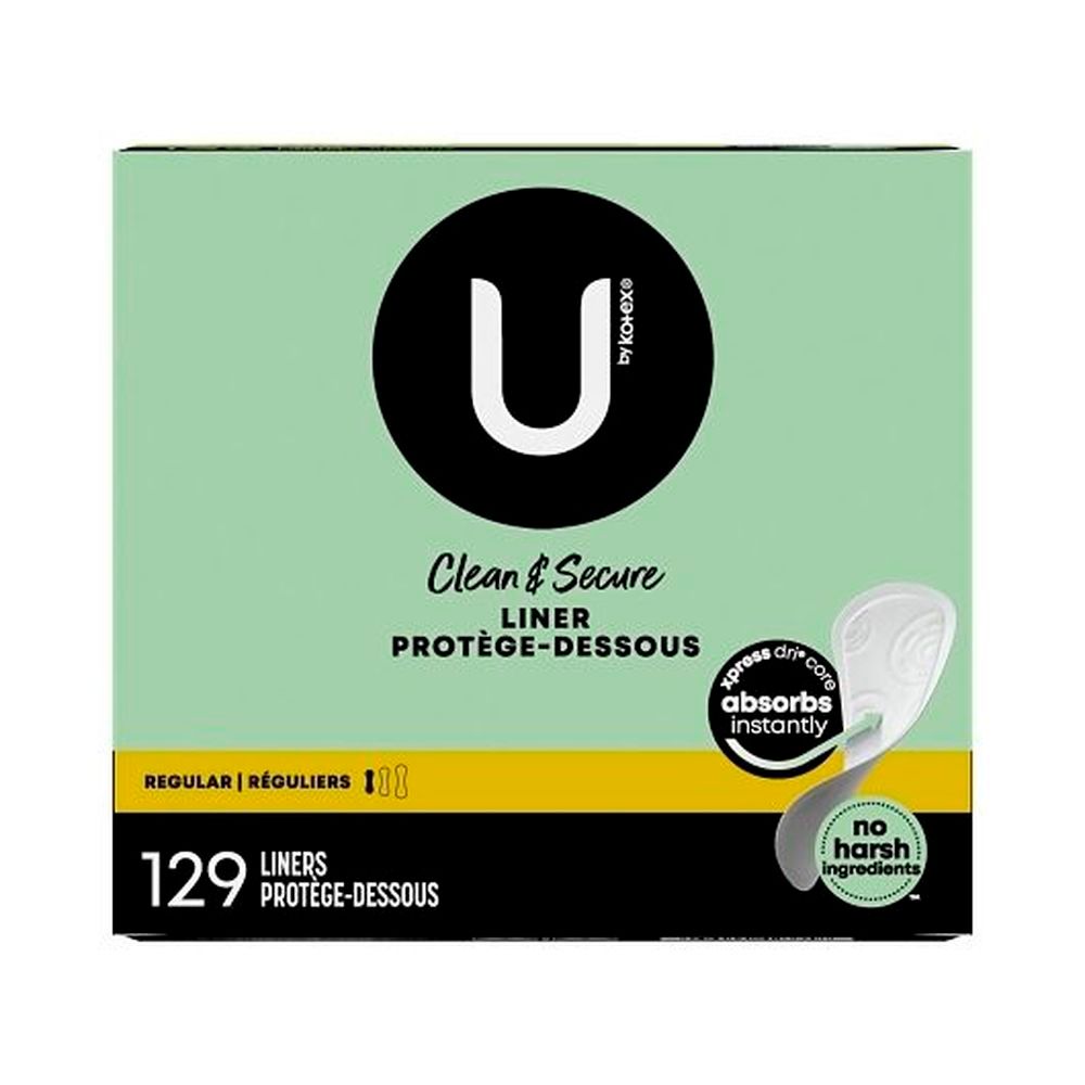 U By Kotex Premium Regular Flat Liner, 129 Count -- 4 Per Case