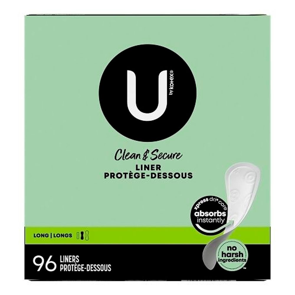 U By Kotex Premium Long Flat Liner, 96 Count -- 4 Per Case