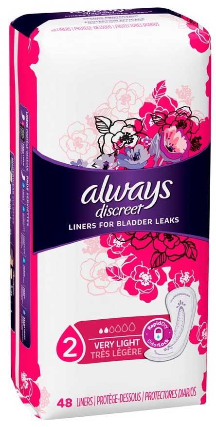 Always Discreet Very Light Regular Liner, 48 Count -- 3 Per Case