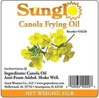 Sunglo Canola Frying Oil, 35 Pound