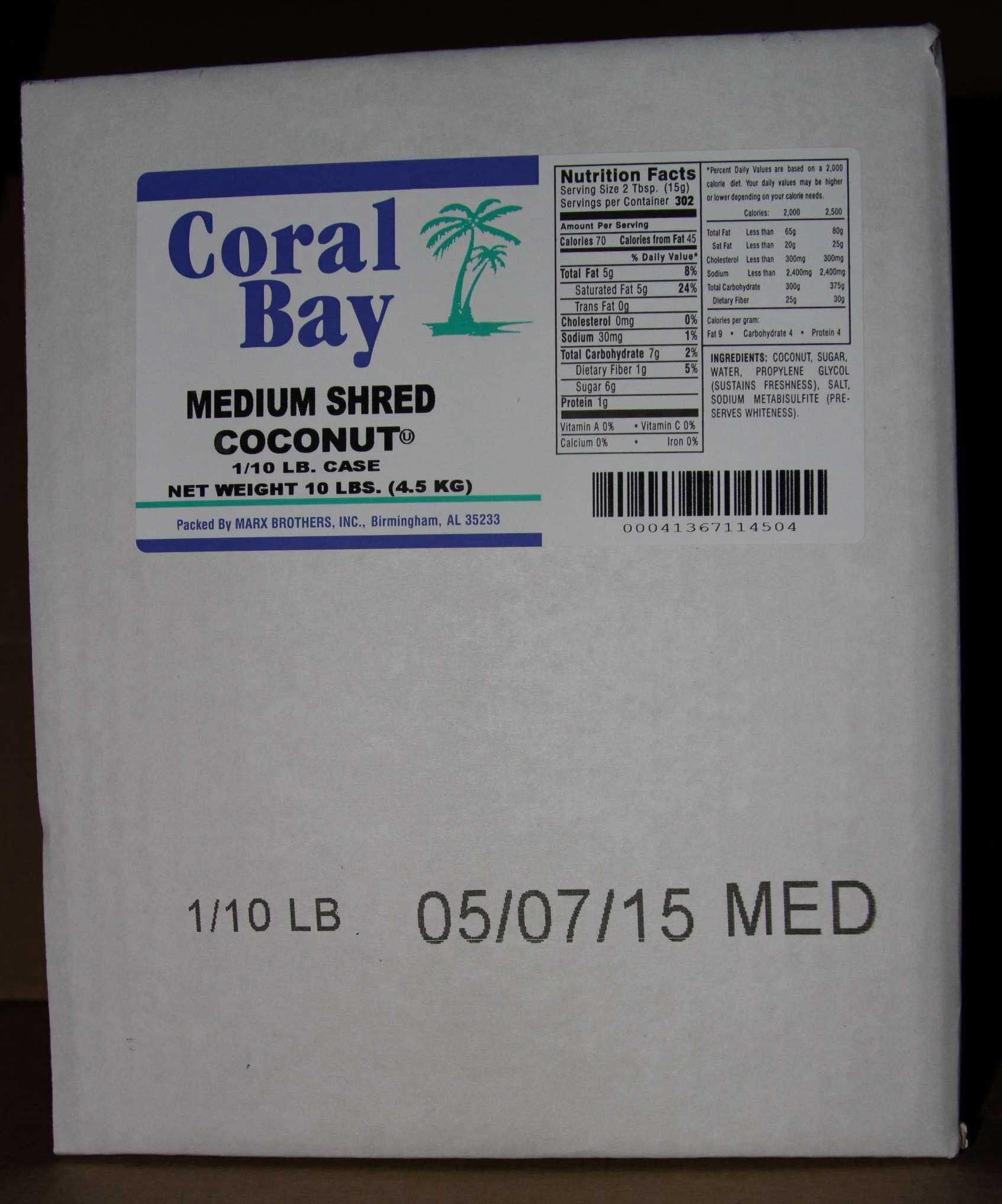 Coral Bay Coconut Medium Shredded, 10 Pound