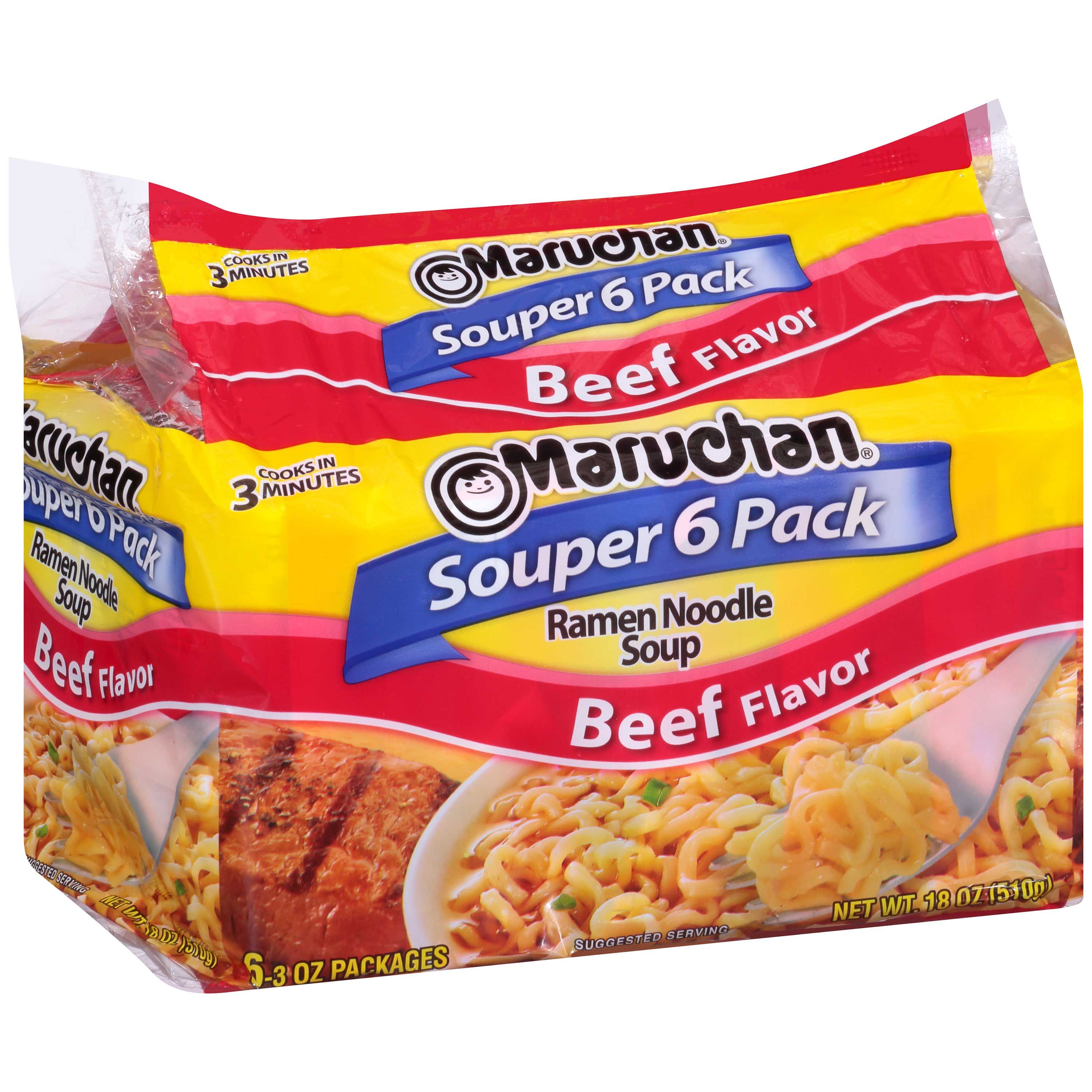 Maruchan Ramen Noodle Soup Beef Flavor 6 Pack/ 18 Ounce -- 4 Per Case