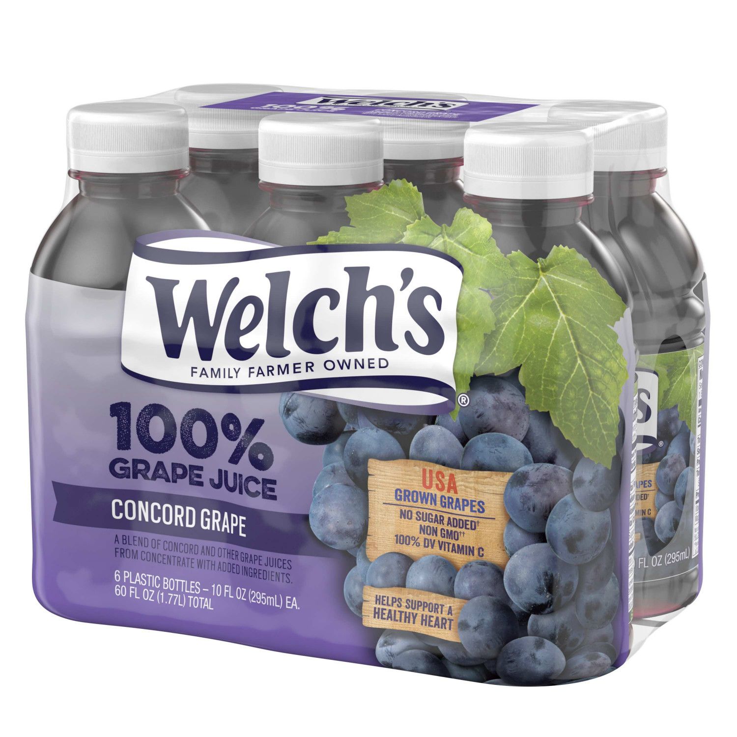 Welch's 100 Percent Grape Juice, 10 Ounce, - 6 Count -- 4 Per Case