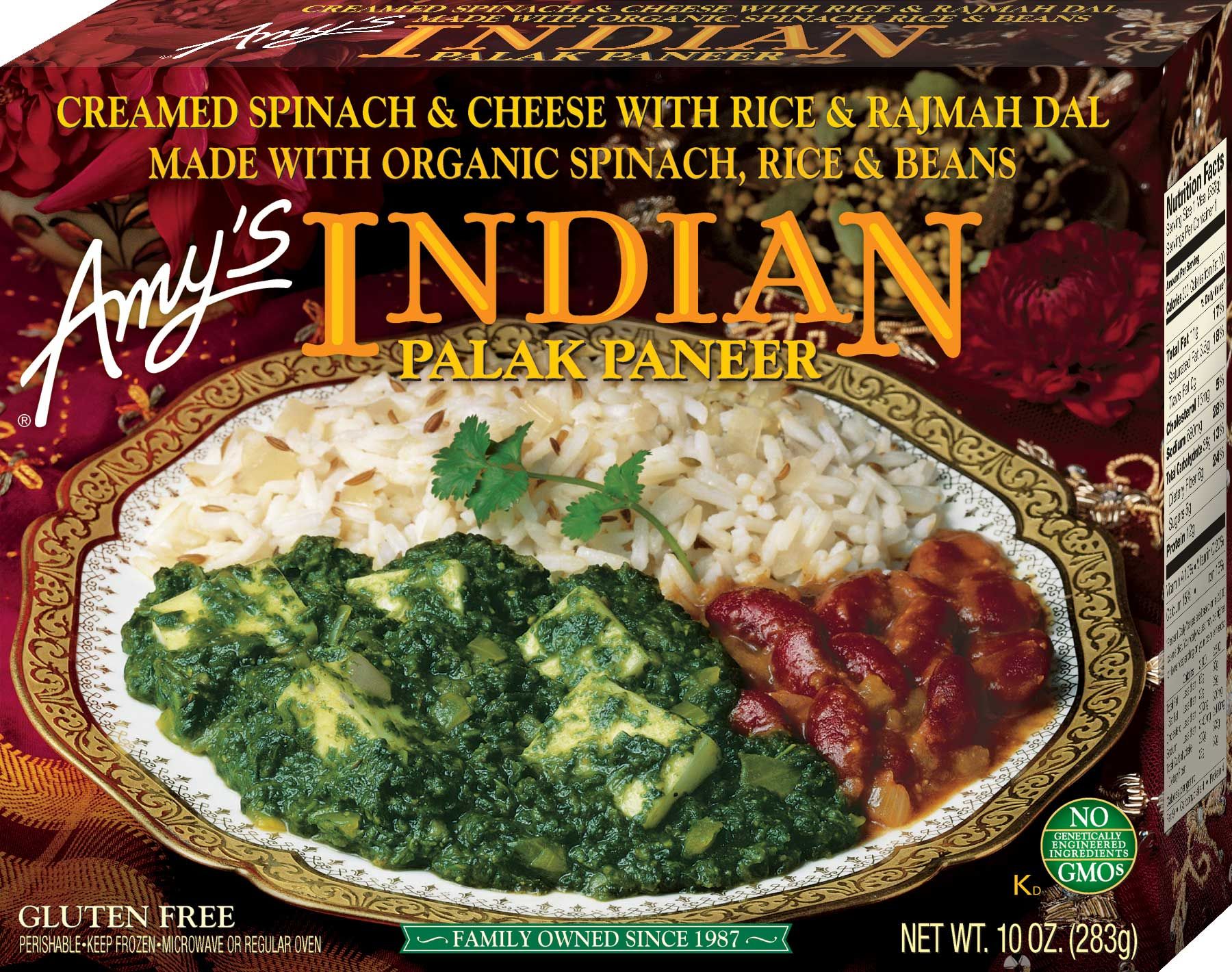 Amy's Organic Indian Palak Paneer Whole Meal, 10 Ounce -- 12 Per Case