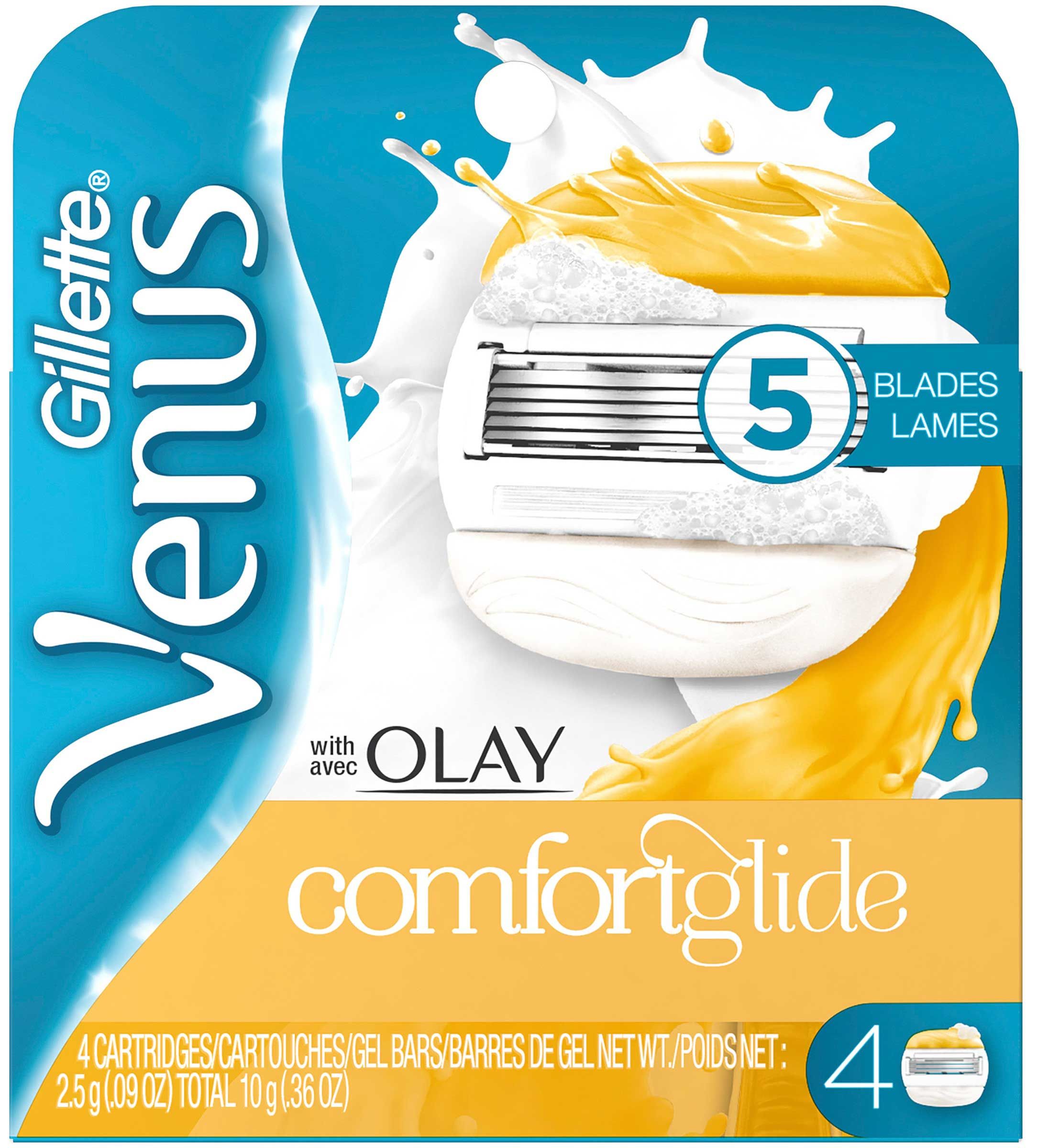 Venus Comfort Glide Five Blade Razor Refill, 4 Count -- 36 Per Case