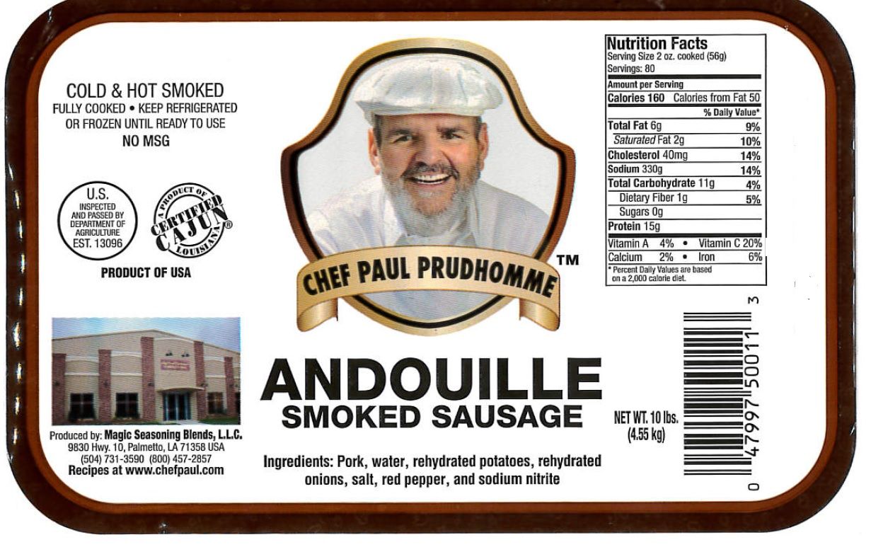 Magic Seasoning Blends K Paul Regular Andouille Sausage, 5 Pound -- 2 Per Case