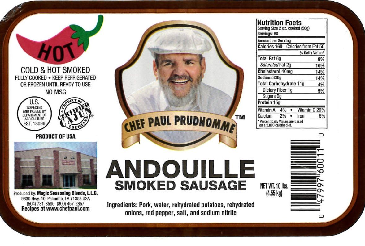 Magic Seasoning Blends Hot Andouille Sausage Rope, 5 Pound -- 2 Per Case