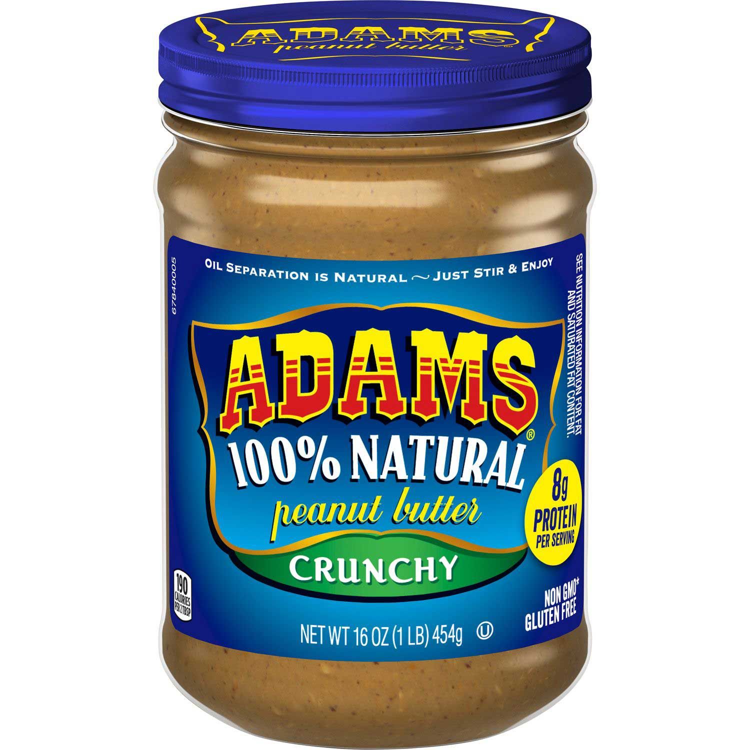 Adams Natural Crunchy Peanut Butter, 16 Ounce -- 12 Per Case