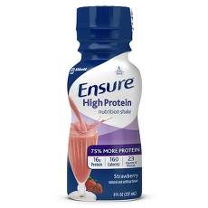 Ensure High Protein Strawberry Nutrition Shake, 8 Ounce Bottle -- 24 Per Case