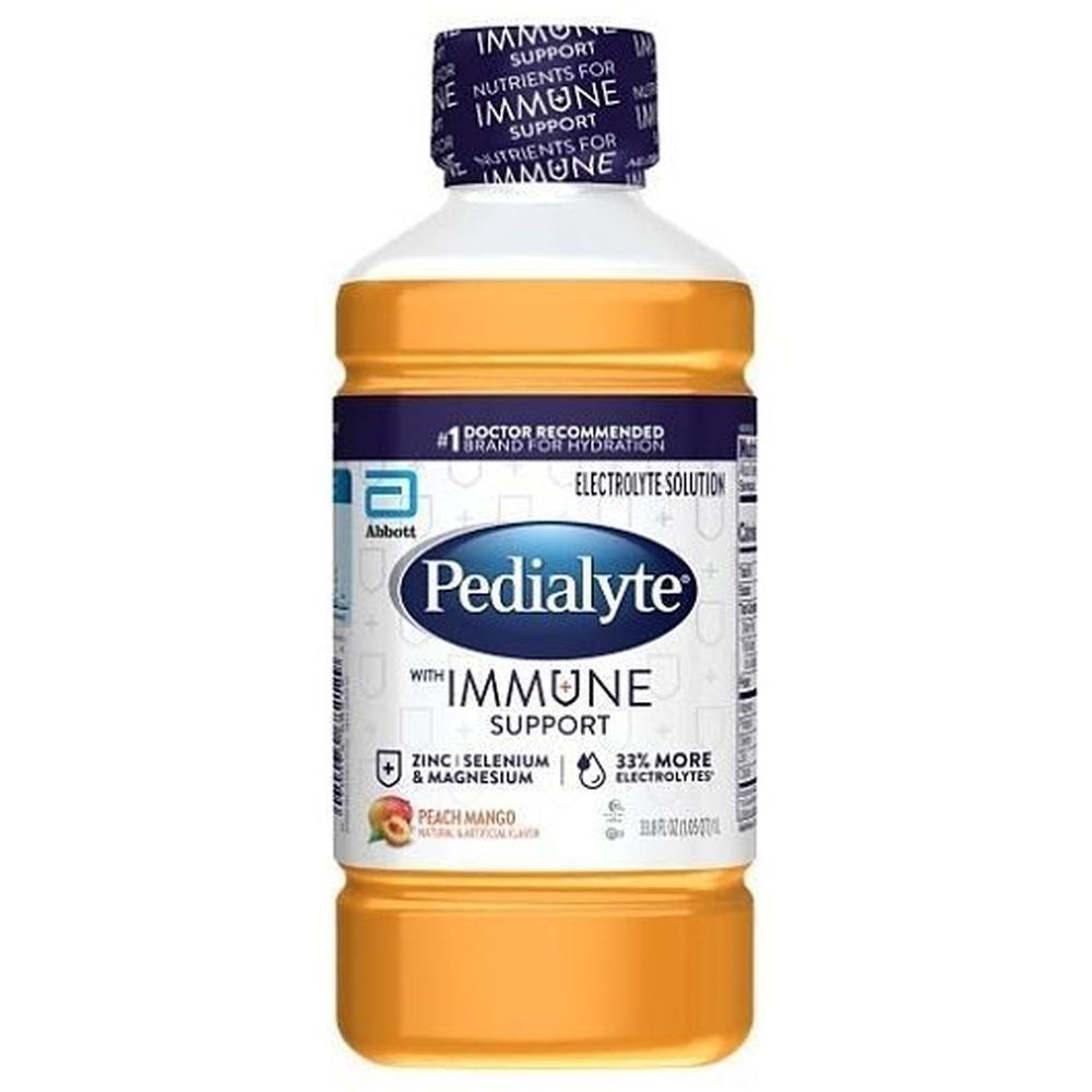 Pedialyte Immune Support Peach Mango Flavored Electrolyte Solution, 33.8 Fluid Ounce -- 4 Per Case