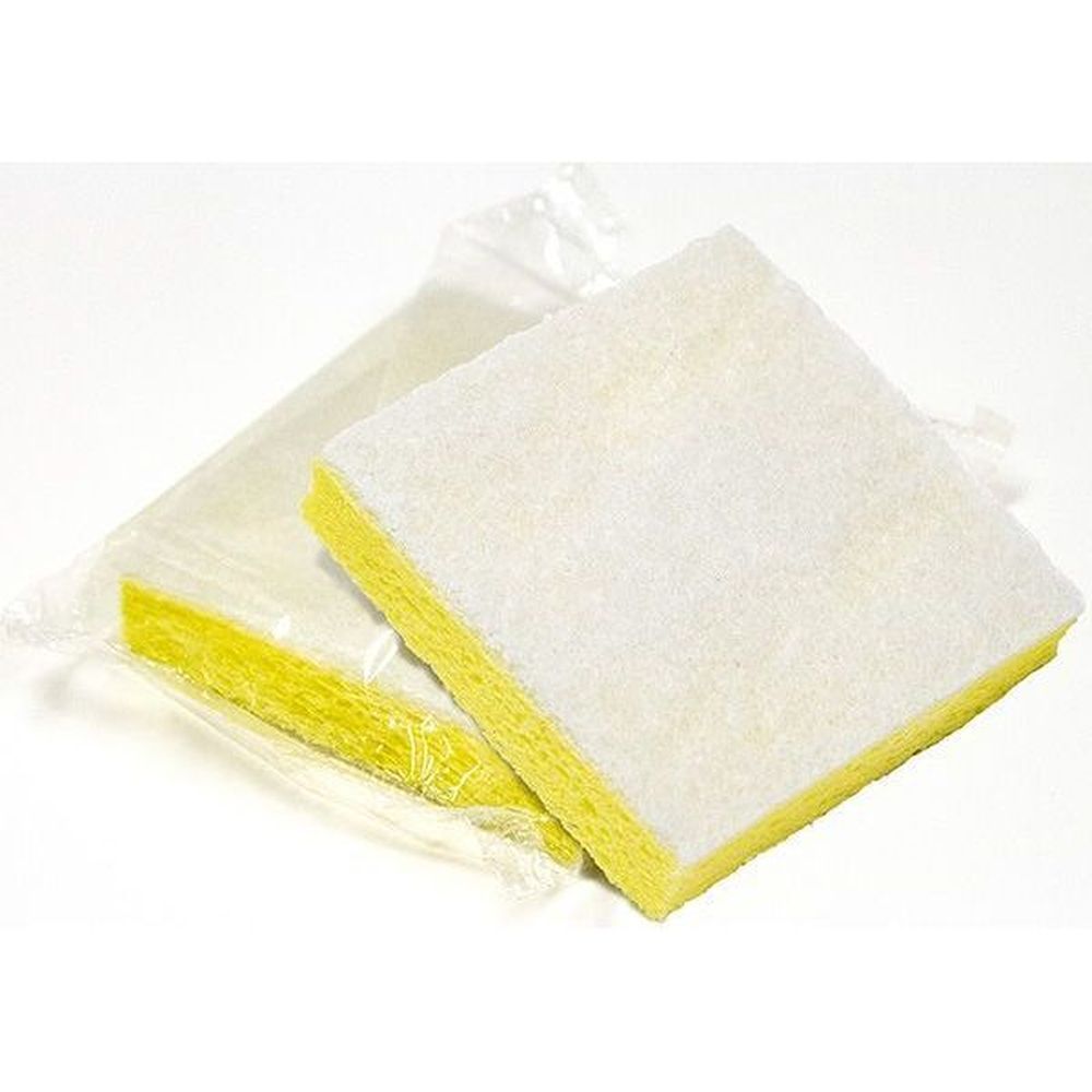 Acs Hotel Size Fine White Backed Yellow Scrub Sponge, 3.5 X 3.5 Inch -- 40 Per Case